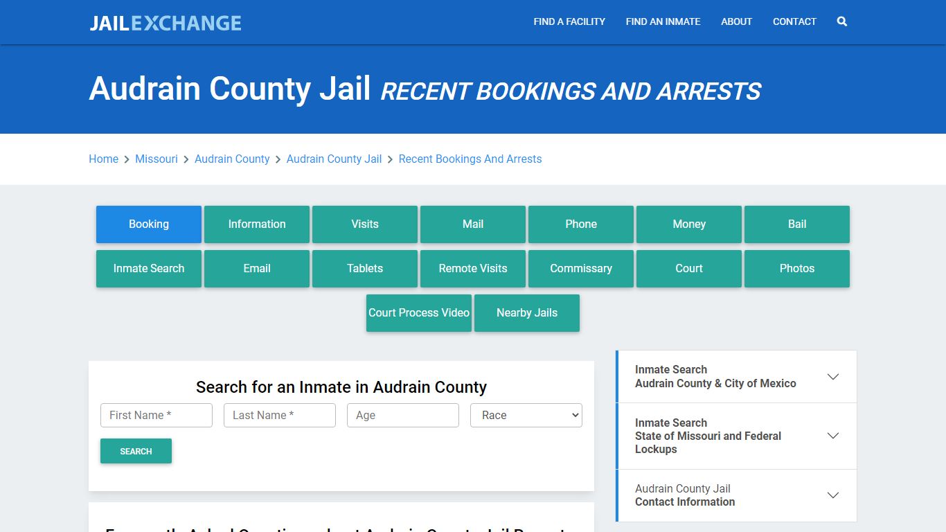 Audrain County Jail Recent Bookings And Arrests - Jail Exchange