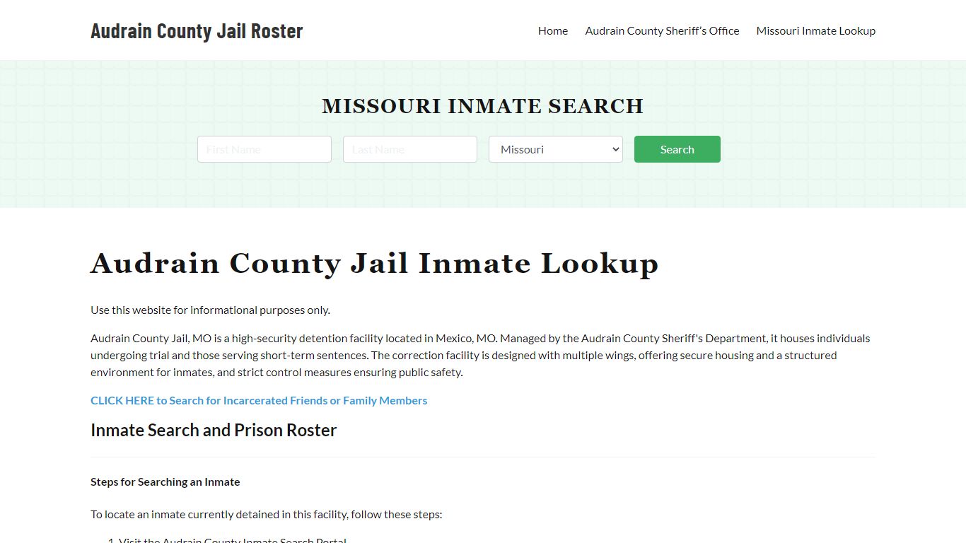 Audrain County Jail Roster Lookup, MO, Inmate Search